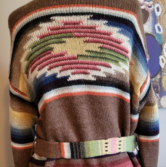 Vintage Handknitted Ralph Lauren southwestern blanket cardigan/coat - Picture 2 of 9